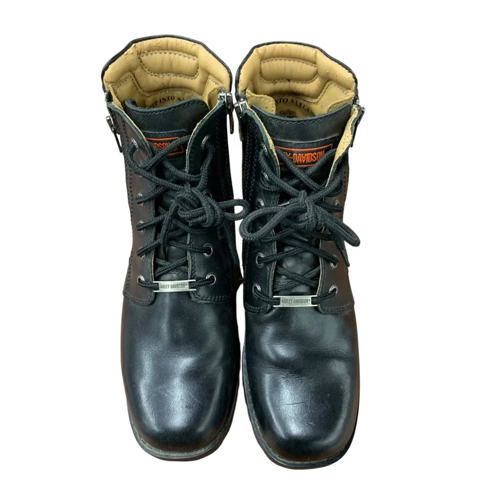 Harley-Davidson Men's‎ Black Leather Lace Up Motorcycle Ankle Boots Size 7.5 USA
